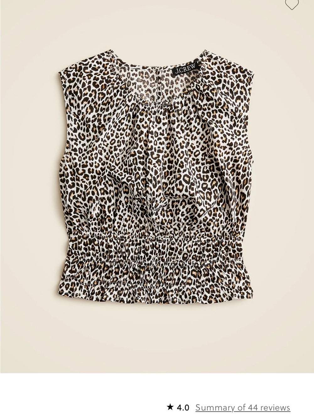 J. Crew Leopard Print Smocked Waist Sleeveless Camisole - Brown & Black